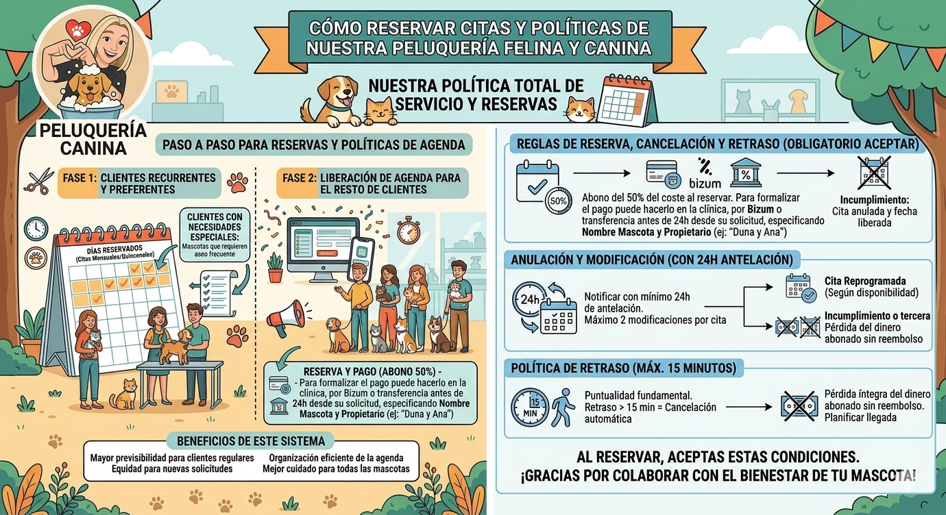 Resumen visual de las políticas y condiciones de reserva